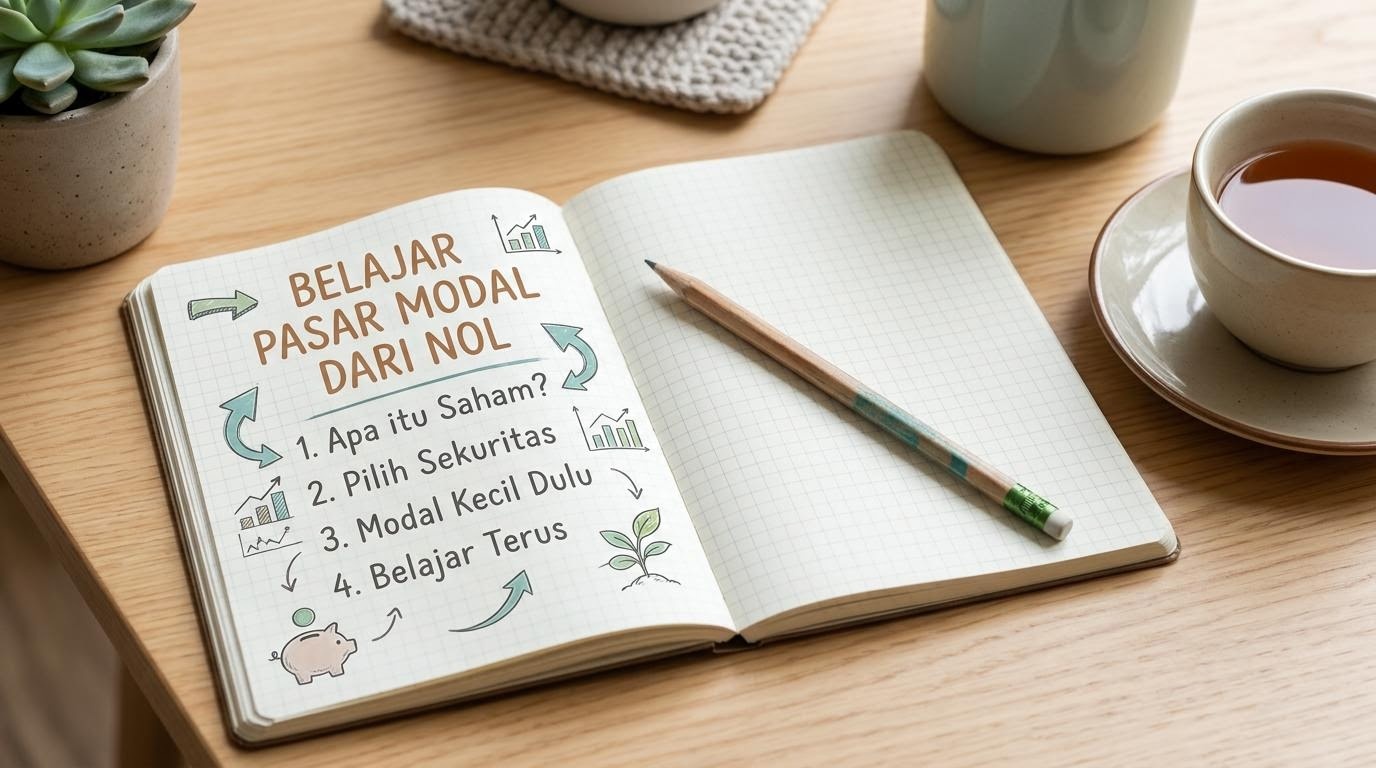 Ilustrasi langkah awal belajar pasar modal dengan catatan sederhana