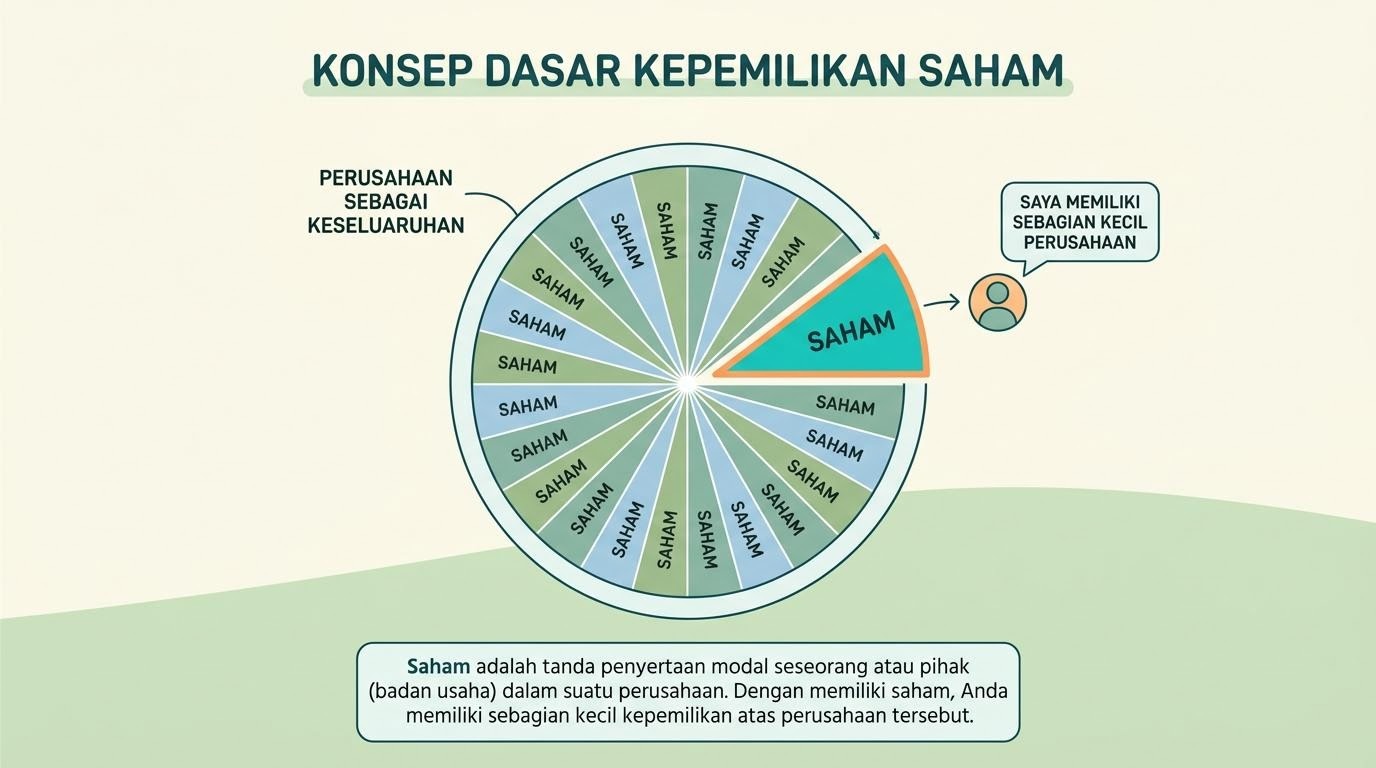 Ilustrasi konsep dasar kepemilikan saham sebuah perusahaan
