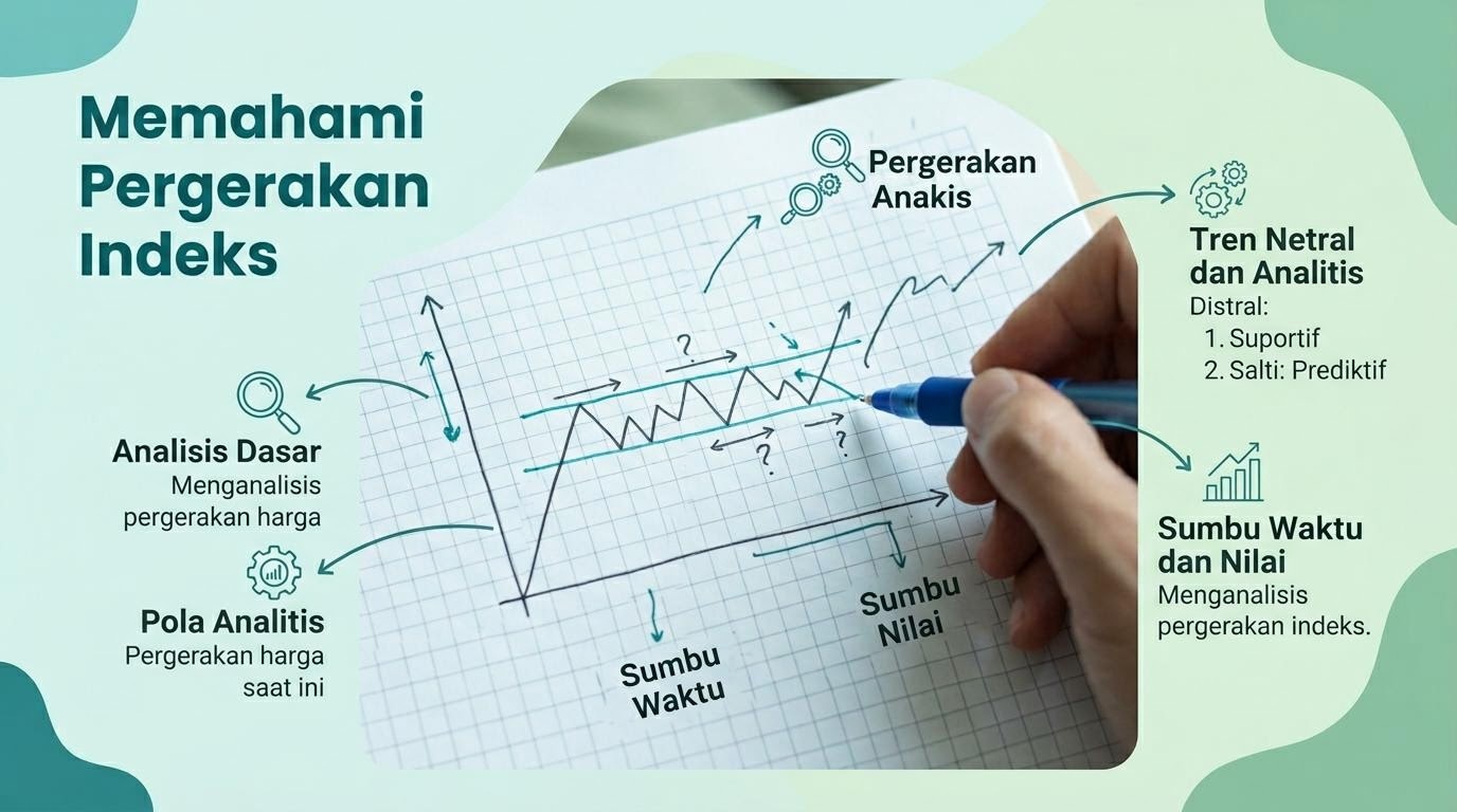 Ilustrasi grafik indeks saham acuan di Indonesia